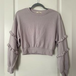 Xsmall light purple, garage crewneck sweatshirt with ruffles on sleeves